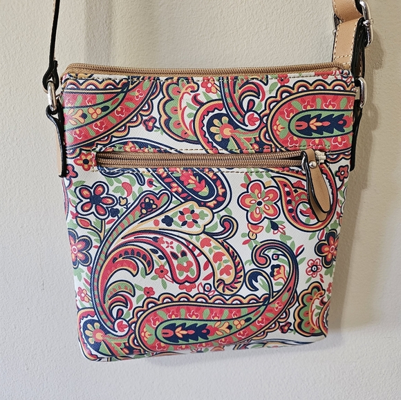 Giani Bernini Saffiano Multi-Color Paisley Print Crossbody Messenger Bag Purse - Picture 3 of 15